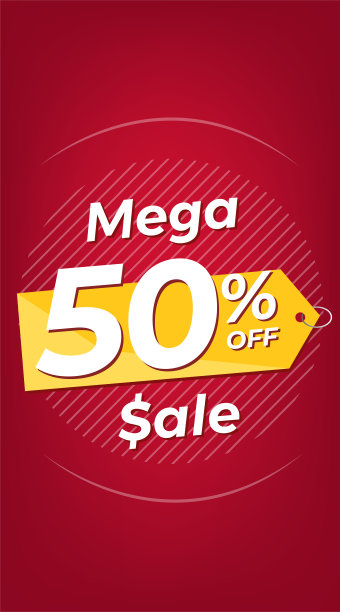 打50%。红色打五折。大型促销广告。故事的格式图片下载