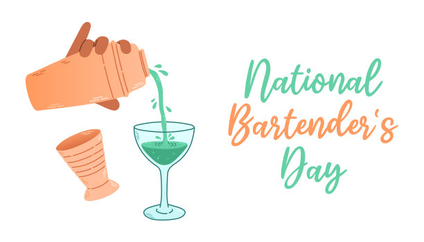 全国调酒师日。节日的概念。背景，横幅，卡片，海报与文字铭文。向量EPS10图片下载