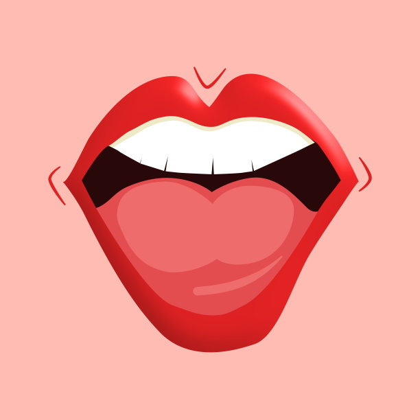 女人在桃色背景上张开嘴。图片下载