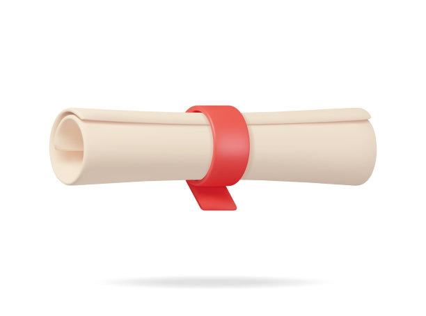 3D文凭纸卷隔离图片下载