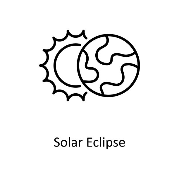 日食矢量轮廓图标设计说明。白色背景上的空间符号EPS 10文件图片下载