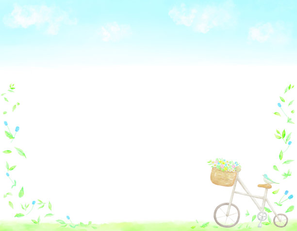 一架自行车停在蓝天下的田野里。图片下载