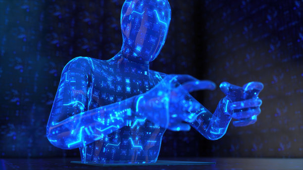 玩虚拟现实游戏。未来数字技术和3D虚拟现实模拟现代未来生活方式图片下载