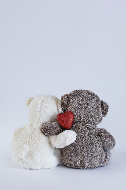 两只泰迪熊拥抱图片下载