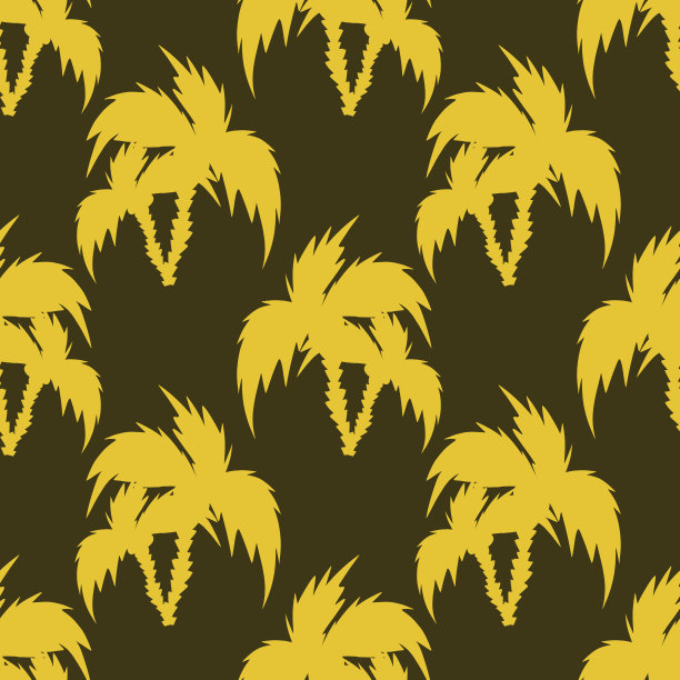 栅格夏季图案与明亮剪影棕榈树，无缝季节性图案。图片下载