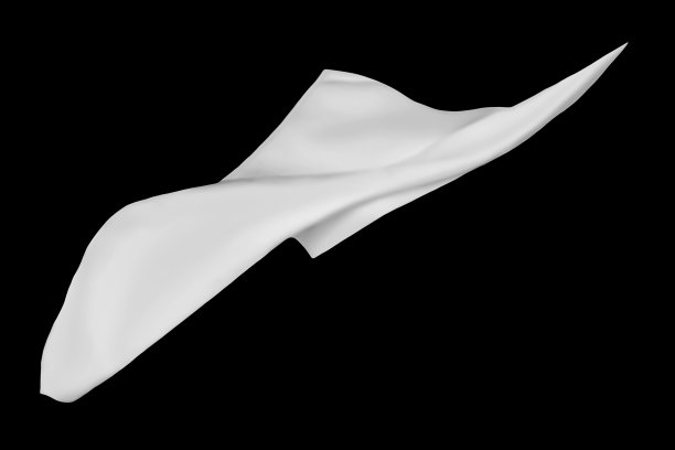 随风飘动的织物，一组飘动的白色丝绸纺织品，孤立的，抽象的白布，飞行的织物，孤立在黑色背景上的动态纺织物体图片下载