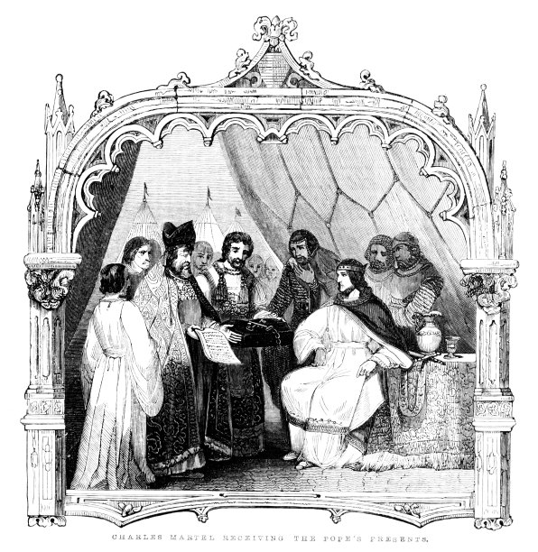 查尔斯·马特尔接受教皇的礼物，中世纪欧洲历史图片下载
