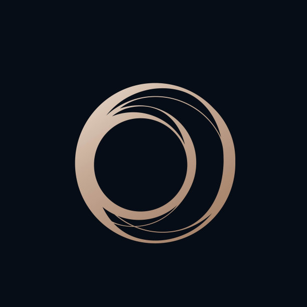 字母O标志。神圣的几何线条字体签名图标。大写字母组合。玫瑰金色。图片下载