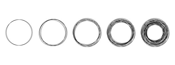 连续一条线绘制集合黑圆。圆形框架和语音气泡素描轮廓与白色透明背景内的空白空间。涂鸦矢量插图图片下载