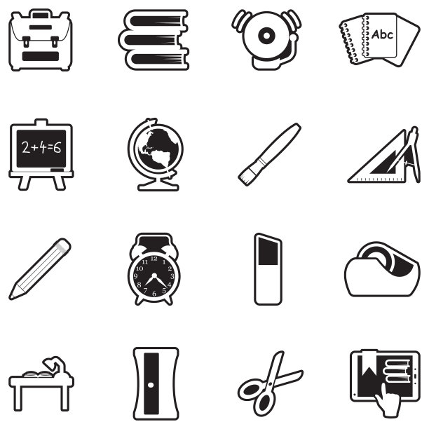 回到学校图标。线条与填充设计。矢量插图。图片下载