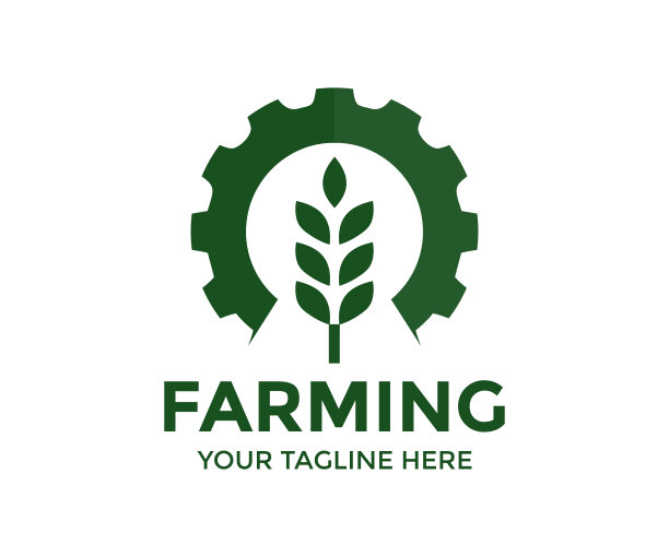 农业产业。在工业齿轮或齿轮上有麦穗的农业标志。农业工程，小麦齿轮，粮食生产矢量设计与插图。图片下载