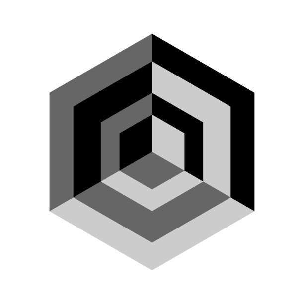现代抽象等距图形。黑灰色六边形带正方体。矢量插图隔离在白色背景上。图片下载