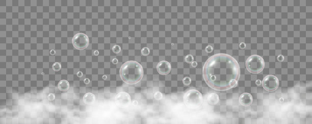 透明背景上的空气肥皂泡。灯泡的矢量插图。图片下载