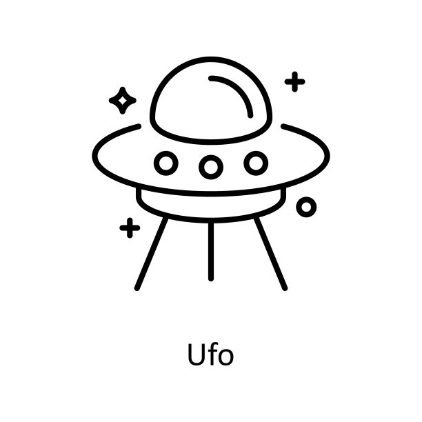 Ufo矢量轮廓图标设计说明。白色背景上的空间符号EPS 10文件图片下载