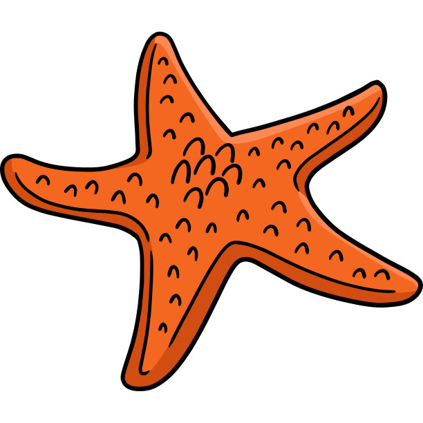 海星海洋动物卡通彩色剪纸图片下载