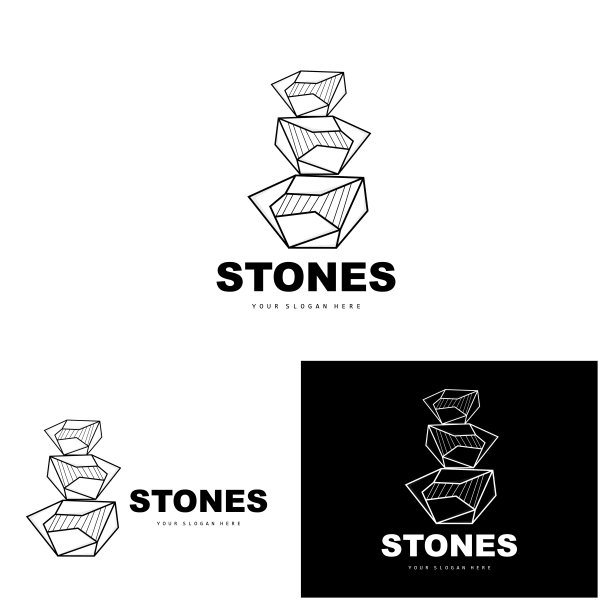 石头图标，矢量石头现代几何线风格，设计为审美装饰，品牌现代产品，简单的图标抽象美学几何线图片下载