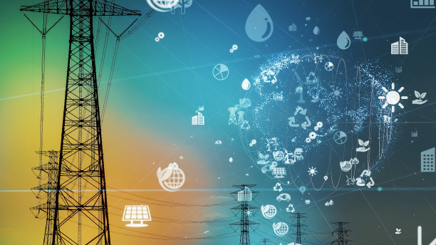 智能电网概念。可再生能源。图片下载