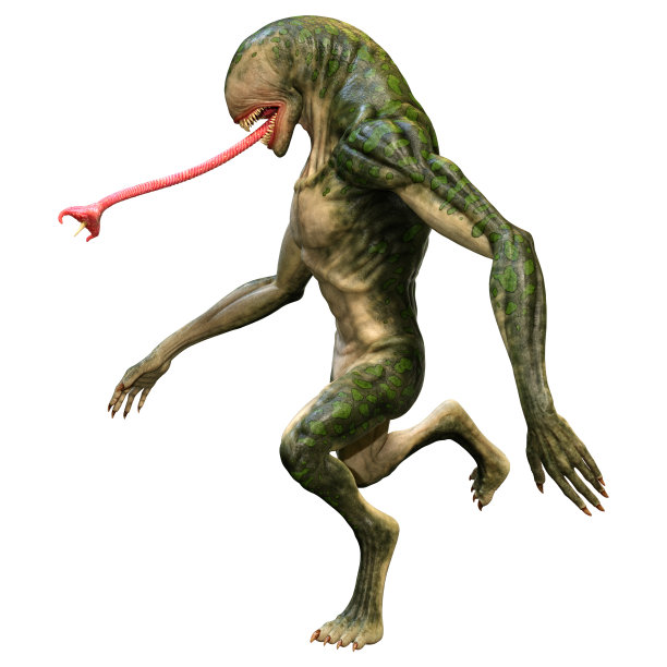 三维渲染绿色外星人在白色图片下载