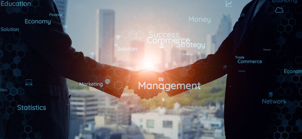 业务和技术概念。握手。图形用户界面。图片下载