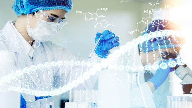 基因工程概念。基因检测。药店再生医学。图片下载