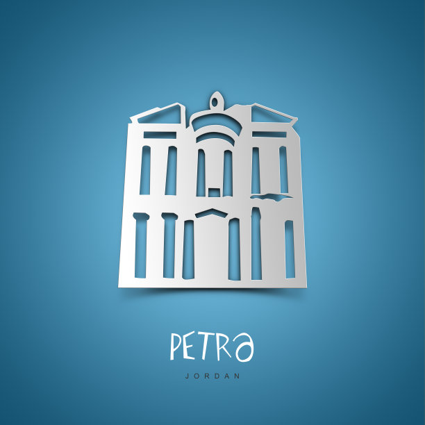 佩特拉约旦。蓝色贺卡。图片下载