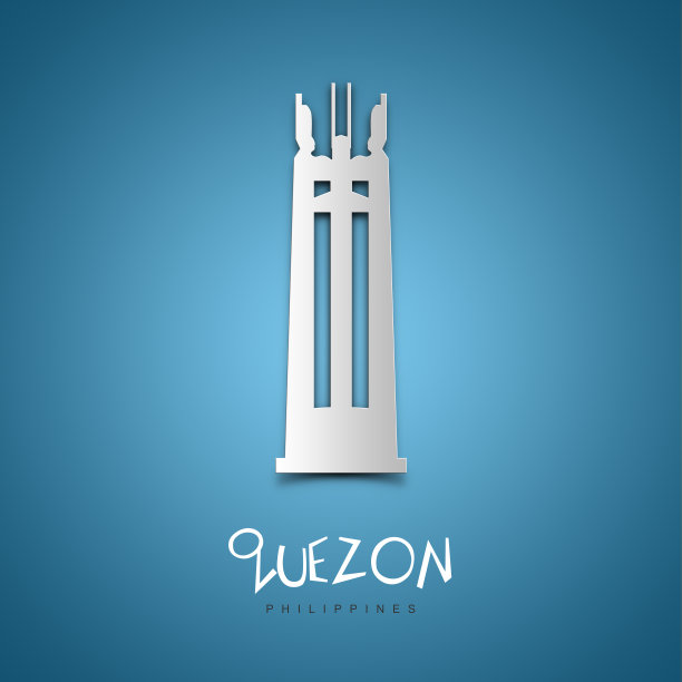 奎松城,菲律宾。蓝色贺卡。图片下载