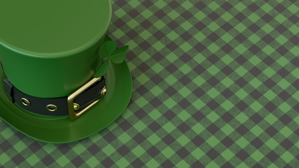 圣帕特里克节帽子上的格纹织物图片下载