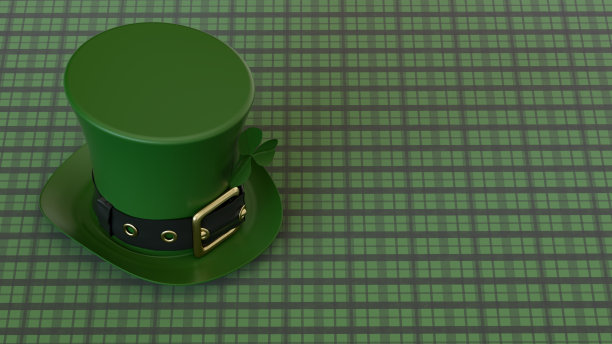 圣帕特里克节帽子上的格纹织物图片下载