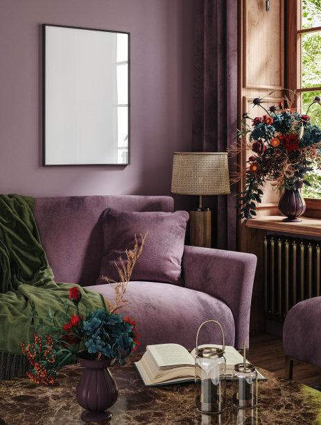 海报框架模型在现代家庭内部背景图片下载