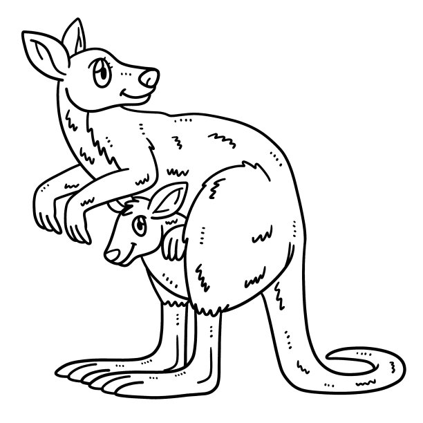 袋鼠妈妈和袋鼠宝宝被隔离图片下载