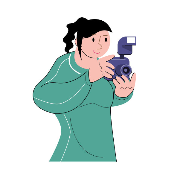 爱好人物拍照片矢量插图图片下载