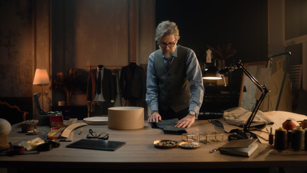 裁缝为客户包装产品在盒子里图片下载