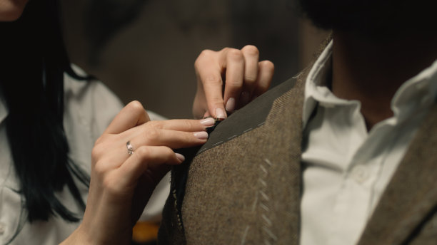 女裁缝在豪华工作室制作西服图片下载