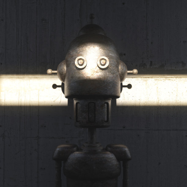 3d现实的旧金属机器人肖像卡通未来垃圾风格。科技科幻优雅的人物设计。电子人的创意数字概念艺术。现代时尚渲染插画。图片下载