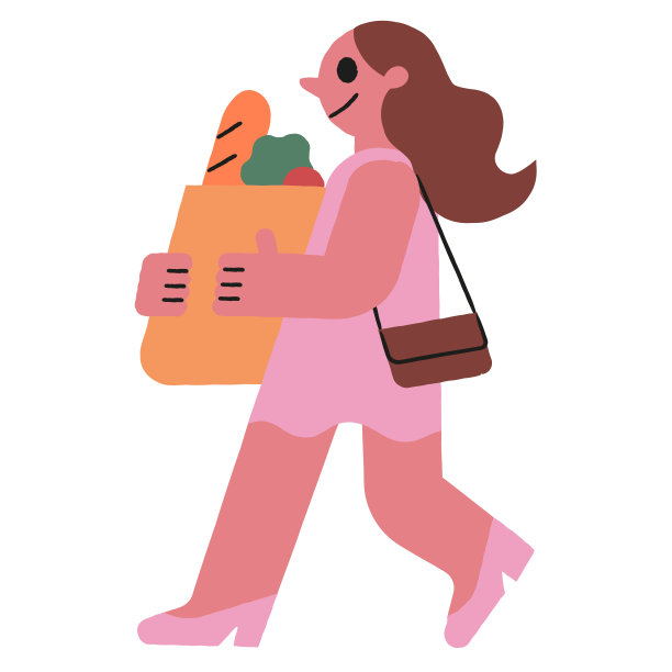 女人和杂货袋。图片下载