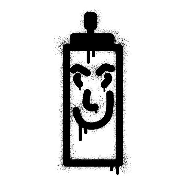 喷漆可以用黑色喷漆进行表情涂鸦。矢量图图片下载