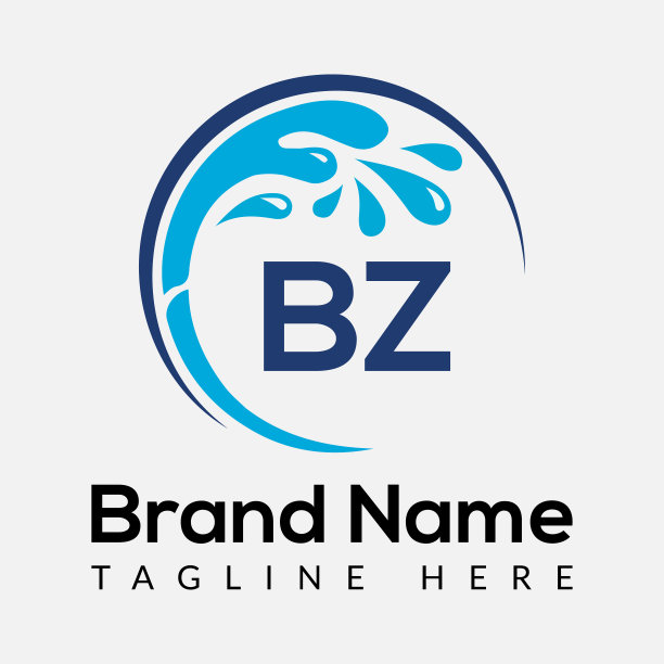 女佣清洁标志上的字母BZ。清洁房子标志，新鲜清洁标志清洁刷和水滴概念模板图片下载