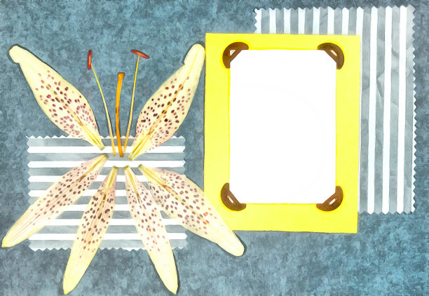 从旧相册页。水彩画风格的百合花。用于纹理，包装图案或问候，卡片，明信片。数字成油画。水彩绘画。剪贴簿元素图片下载