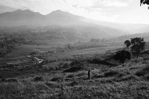 山谷和山丘的景观图片下载