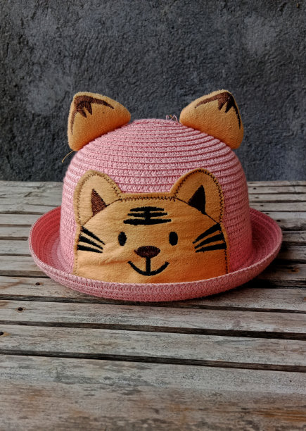 可爱的宝宝圆帽子与猫印花图片下载