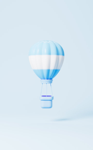 卡通热气球与蓝色背景，3d渲染。图片下载
