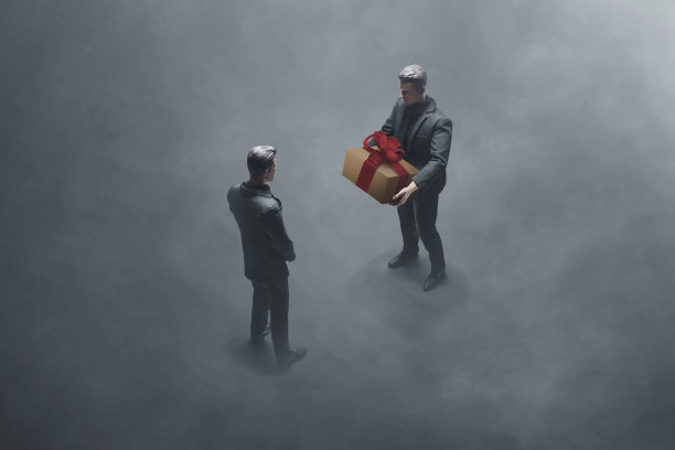 商人给盒子3d插图图片下载