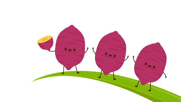 甘薯性格。有机健康蔬菜。新鲜天然根。在矢量卡通平面风格。烤红薯。日本红薯。图片下载