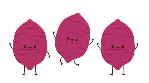 甘薯性格。有机健康蔬菜。新鲜天然根。在矢量卡通平面风格。烤红薯。日本红薯。图片下载