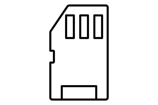 记忆卡图标说明。多媒体相关的图标。线图标样式。简单的矢量设计可编辑图片下载