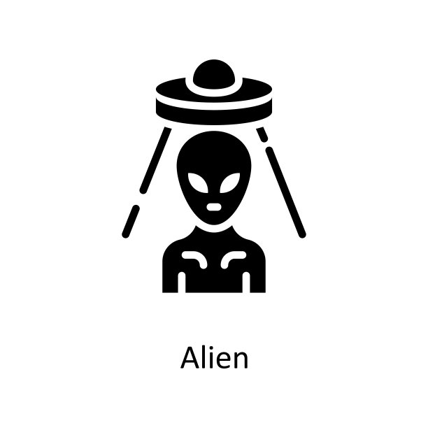 外星矢量固体图标设计插图。白色背景上的空间符号EPS 10文件图片下载