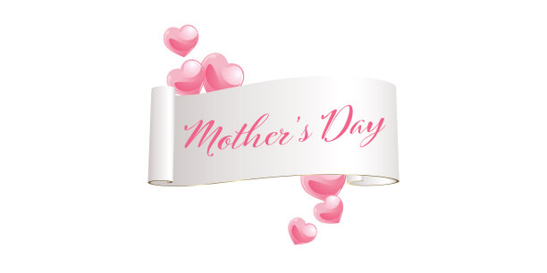 母亲节的横幅与粉红色的心-庆祝设计图片下载