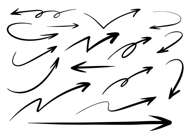 手绘箭头集，矢量插图图片下载