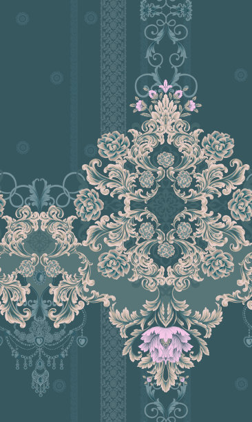 插图的一个华丽的花无缝模式方针在绿色图片下载