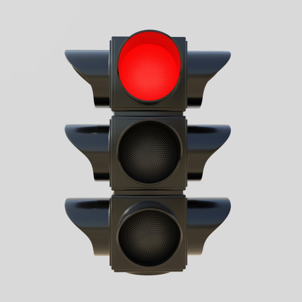 红色交通灯孤立的切割灰色背景。带有红色停止信号的信号。三维渲染图片下载
